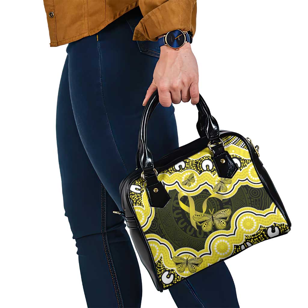 Yellow Ribbon Sarcoma Awareness Month Shoulder Handbag Aboriginal Art - Aussie Hoodie