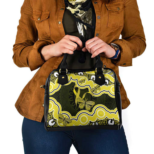 Yellow Ribbon Sarcoma Awareness Month Shoulder Handbag Aboriginal Art - Aussie Hoodie