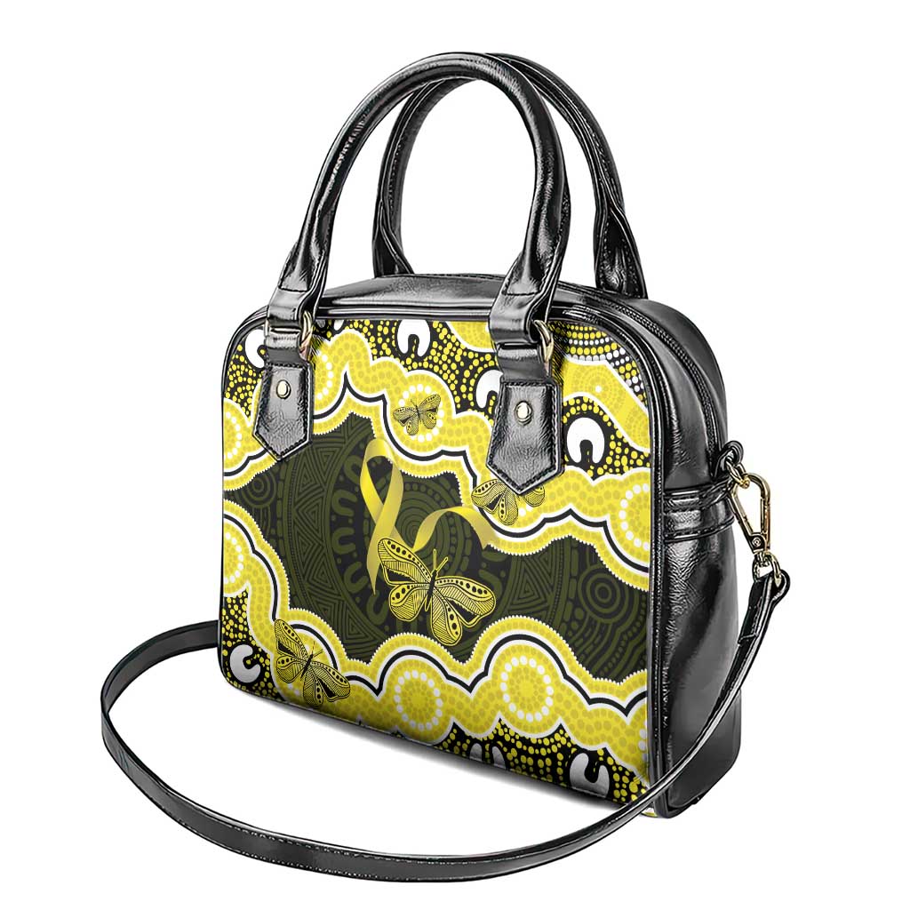 Yellow Ribbon Sarcoma Awareness Month Shoulder Handbag Aboriginal Art - Aussie Hoodie