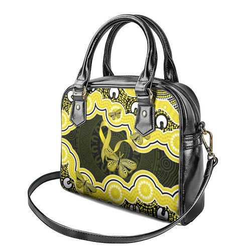 Yellow Ribbon Sarcoma Awareness Month Shoulder Handbag Aboriginal Art - Aussie Hoodie