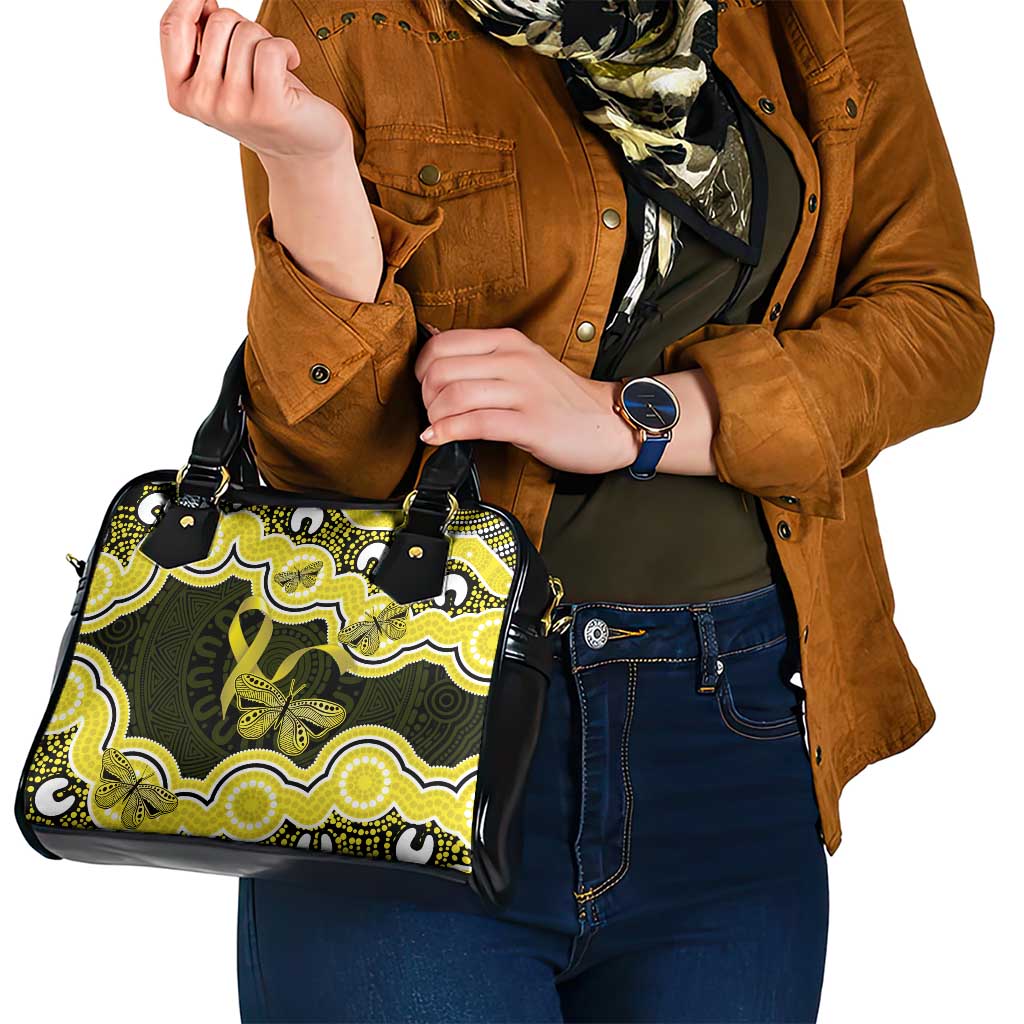 Yellow Ribbon Sarcoma Awareness Month Shoulder Handbag Aboriginal Art - Aussie Hoodie