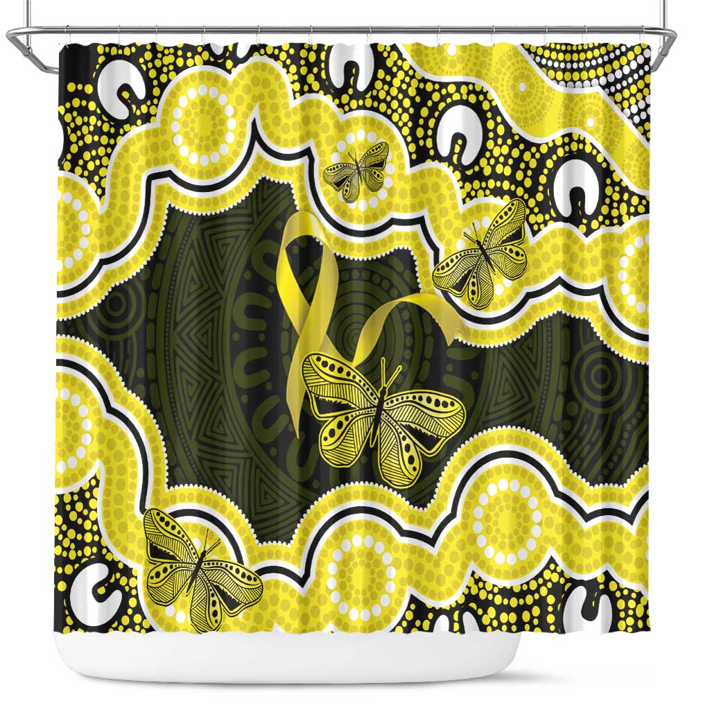 Yellow Ribbon Sarcoma Awareness Month Shower Curtain Aboriginal Art - Aussie Hoodie