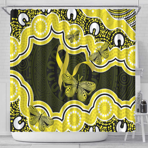 Yellow Ribbon Sarcoma Awareness Month Shower Curtain Aboriginal Art - Aussie Hoodie