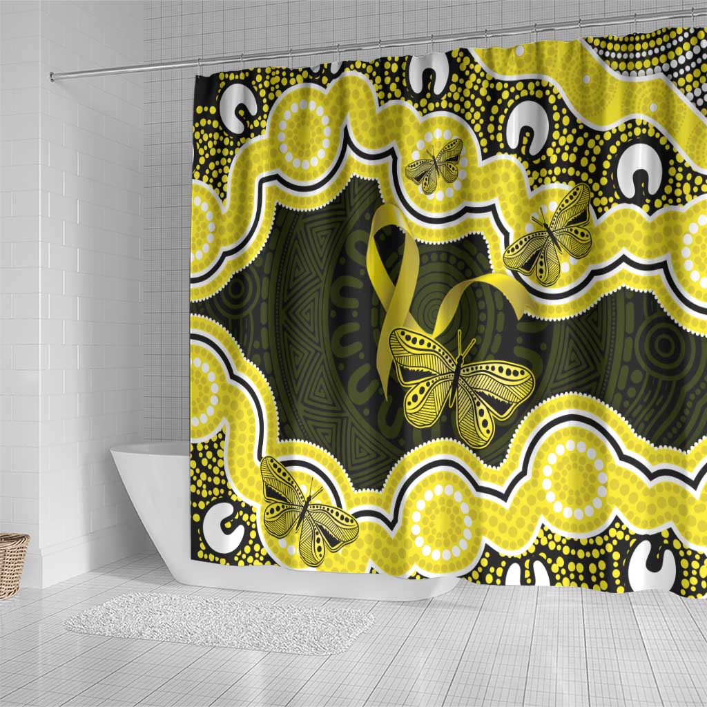 Yellow Ribbon Sarcoma Awareness Month Shower Curtain Aboriginal Art - Aussie Hoodie