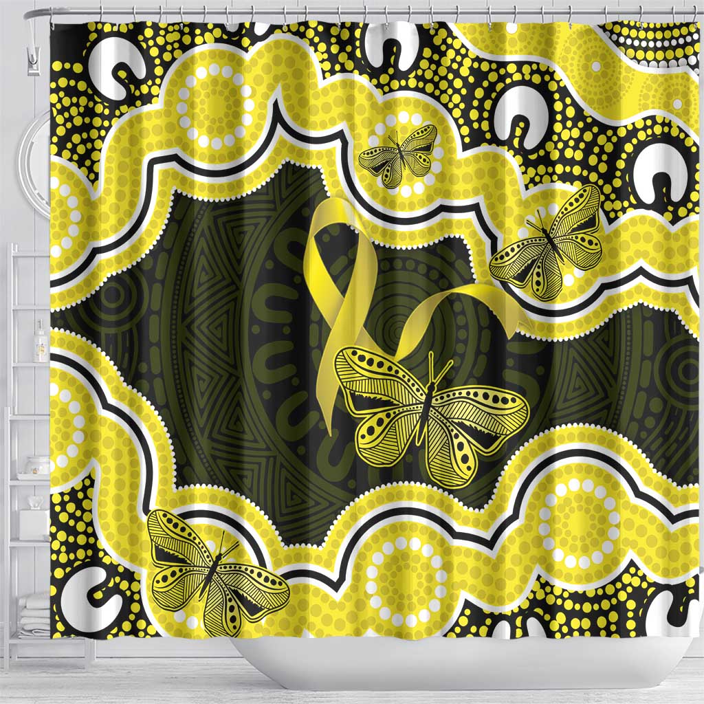 Yellow Ribbon Sarcoma Awareness Month Shower Curtain Aboriginal Art - Aussie Hoodie