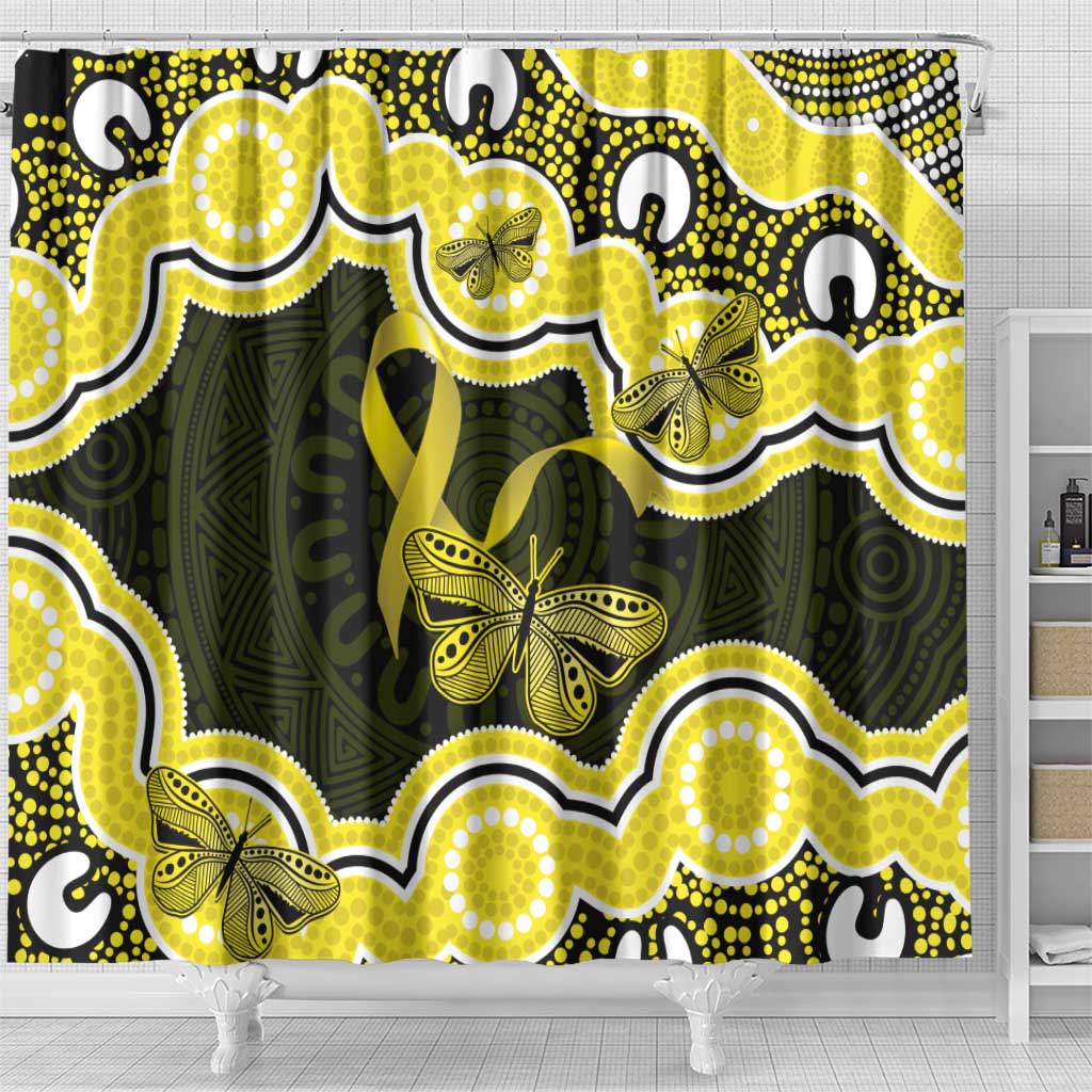 Yellow Ribbon Sarcoma Awareness Month Shower Curtain Aboriginal Art - Aussie Hoodie