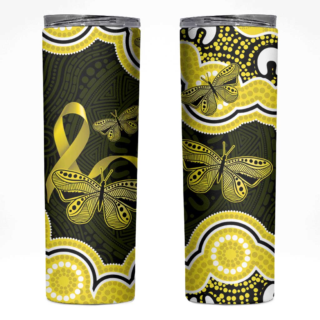 Yellow Ribbon Sarcoma Awareness Month Skinny Tumbler Aboriginal Art - Aussie Hoodie