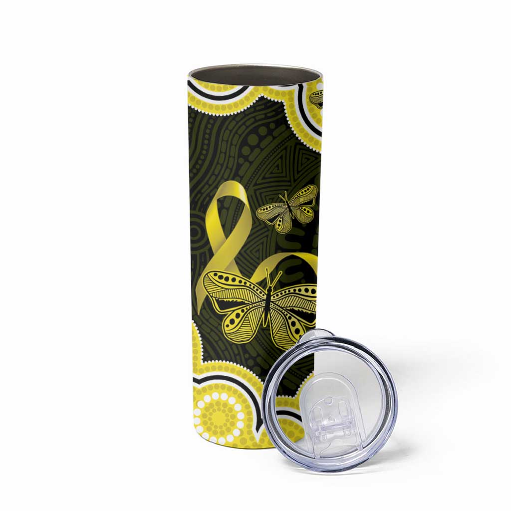 Yellow Ribbon Sarcoma Awareness Month Skinny Tumbler Aboriginal Art - Aussie Hoodie
