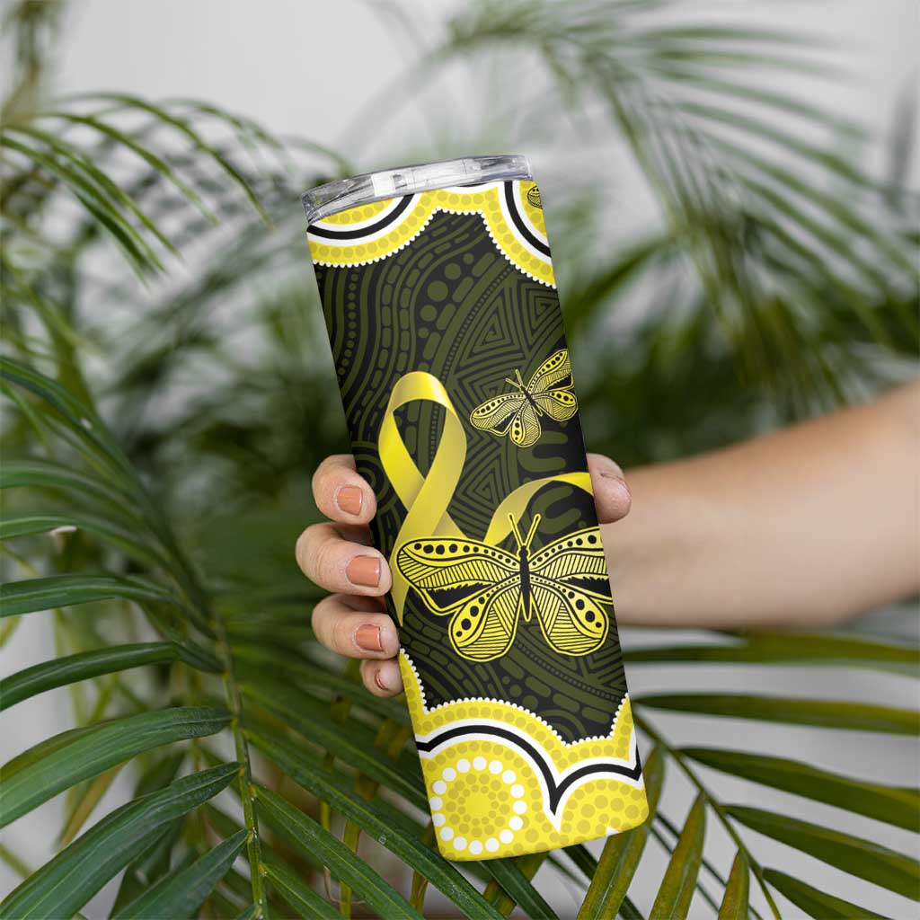 Yellow Ribbon Sarcoma Awareness Month Skinny Tumbler Aboriginal Art - Aussie Hoodie