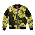 Yellow Ribbon Sarcoma Awareness Month Sleeve Zip Bomber Jacket Aboriginal Art - Aussie Hoodie