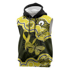 Yellow Ribbon Sarcoma Awareness Month Sleeveless Hoodie Aboriginal Art - Aussie Hoodie