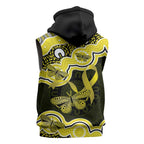 Yellow Ribbon Sarcoma Awareness Month Sleeveless Hoodie Aboriginal Art - Aussie Hoodie