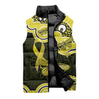 Yellow Ribbon Sarcoma Awareness Month Sleeveless Puffer Jacket Aboriginal Art - Aussie Hoodie