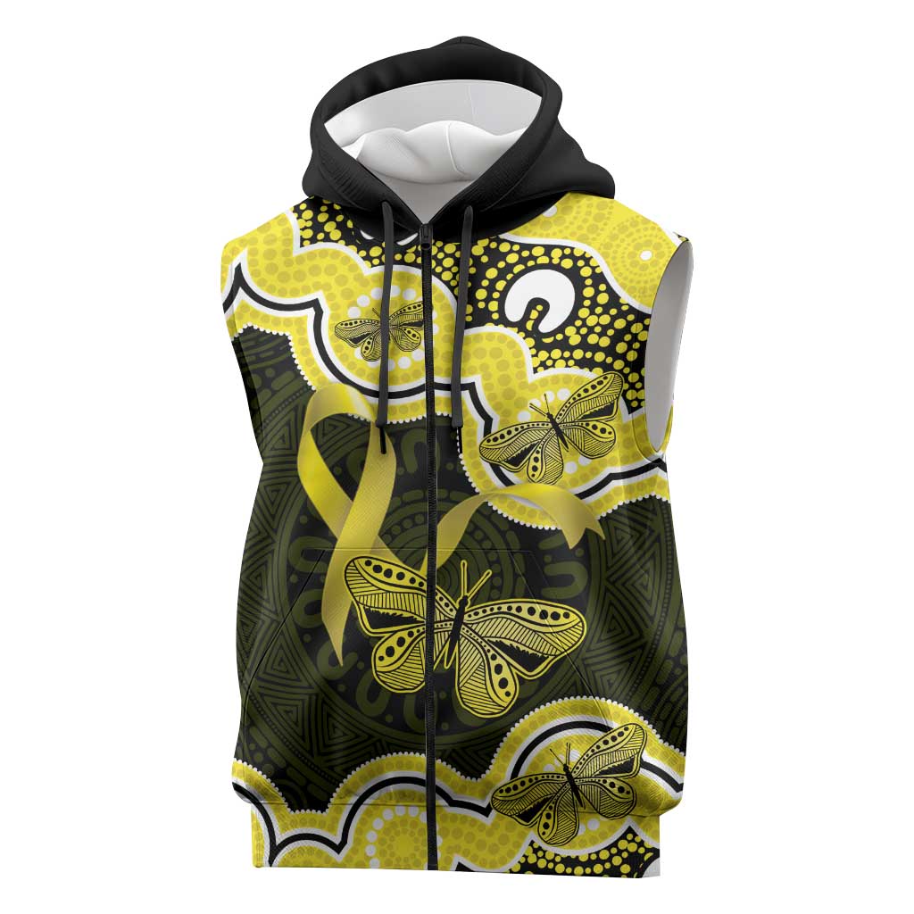 Yellow Ribbon Sarcoma Awareness Month Sleeveless Zip Hoodie Aboriginal Art LT14
