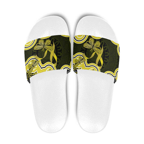 Yellow Ribbon Sarcoma Awareness Month Slide Sandals Aboriginal Art - Aussie Hoodie