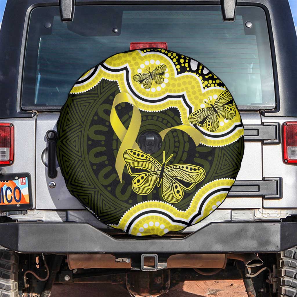 Yellow Ribbon Sarcoma Awareness Month Spare Tire Cover Aboriginal Art - Aussie Hoodie