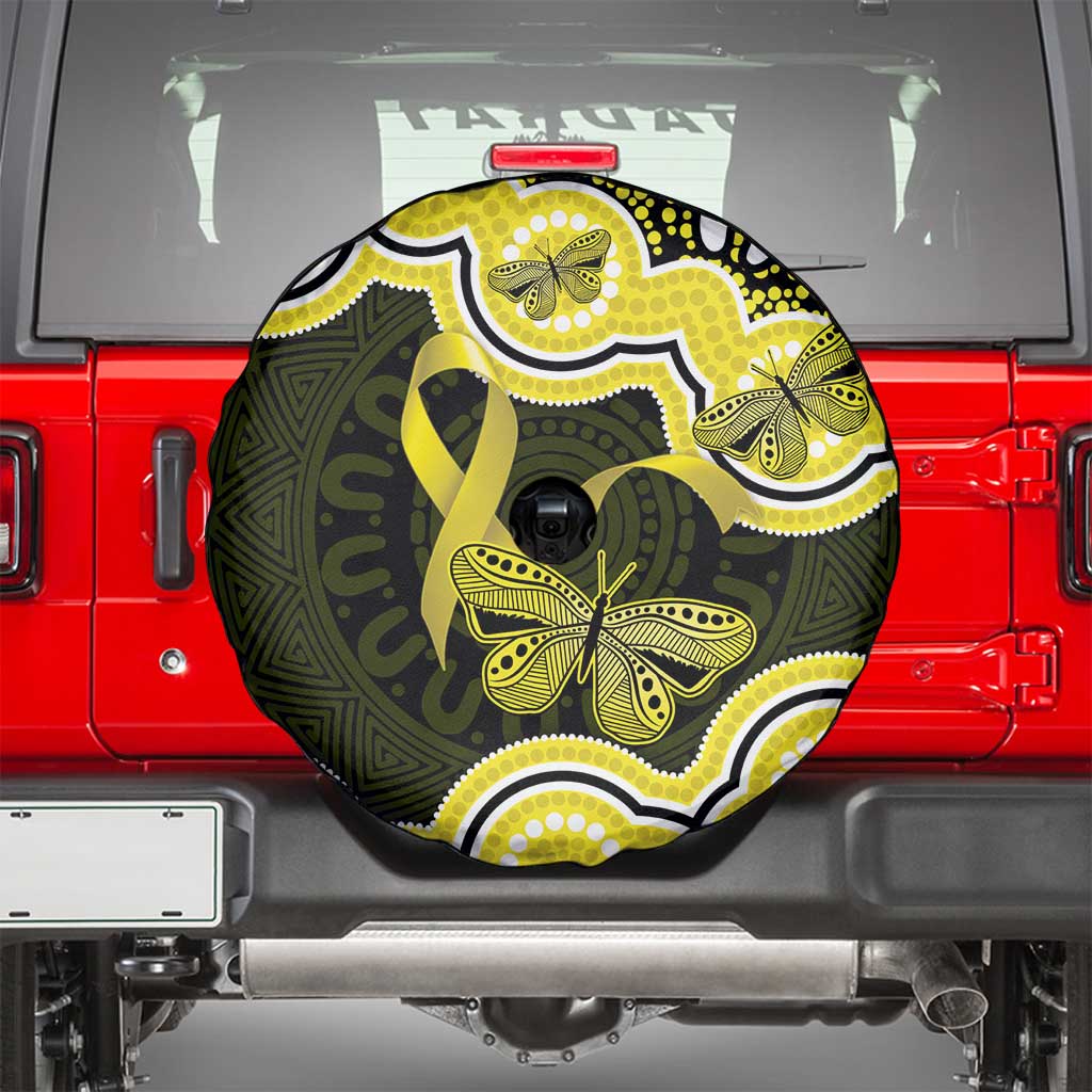 Yellow Ribbon Sarcoma Awareness Month Spare Tire Cover Aboriginal Art - Aussie Hoodie