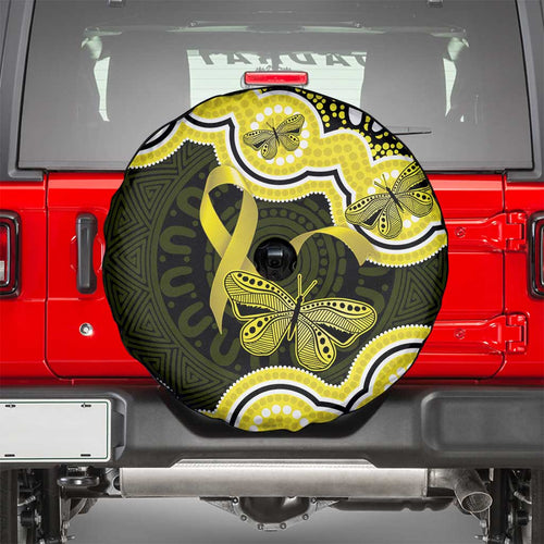 Yellow Ribbon Sarcoma Awareness Month Spare Tire Cover Aboriginal Art - Aussie Hoodie