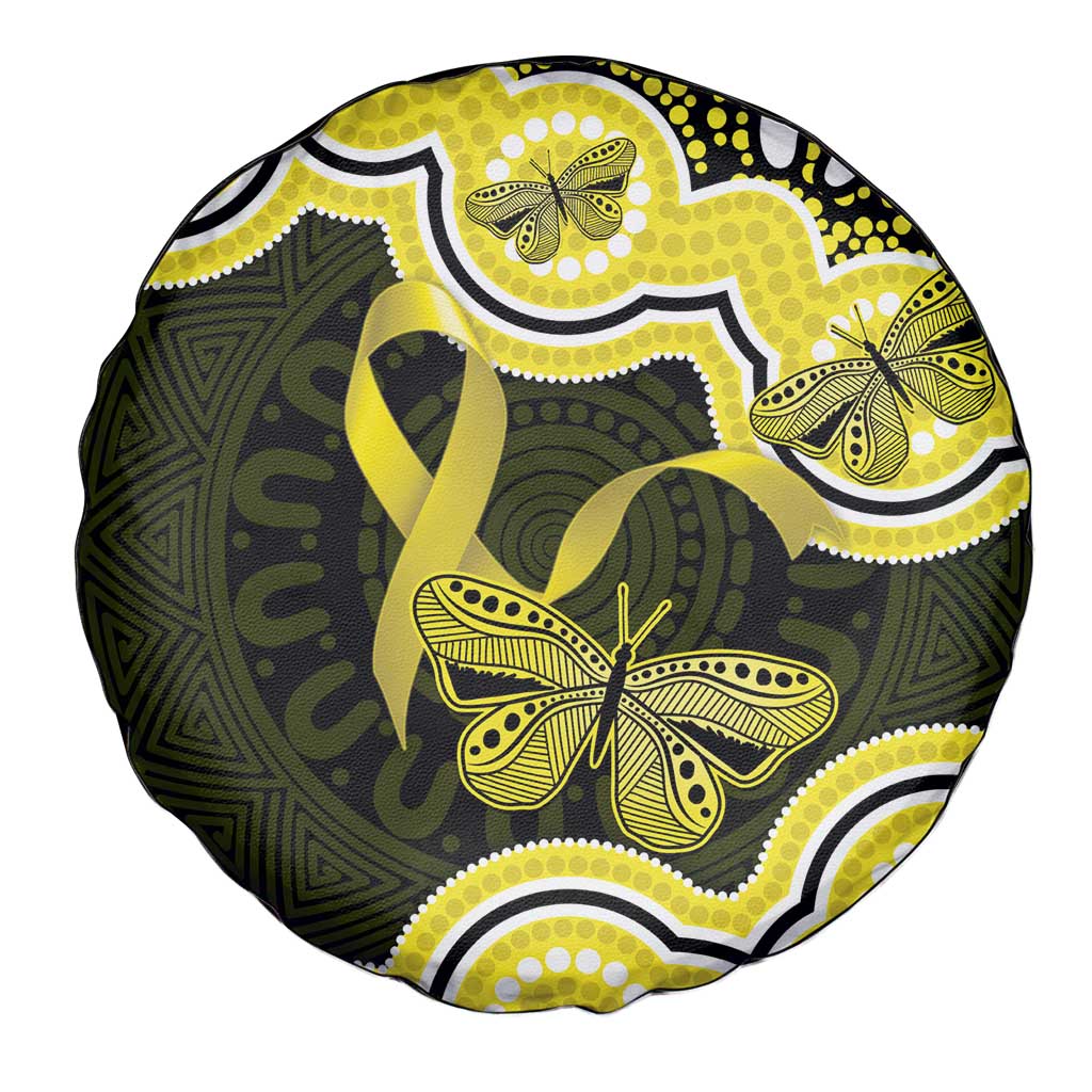 Yellow Ribbon Sarcoma Awareness Month Spare Tire Cover Aboriginal Art - Aussie Hoodie