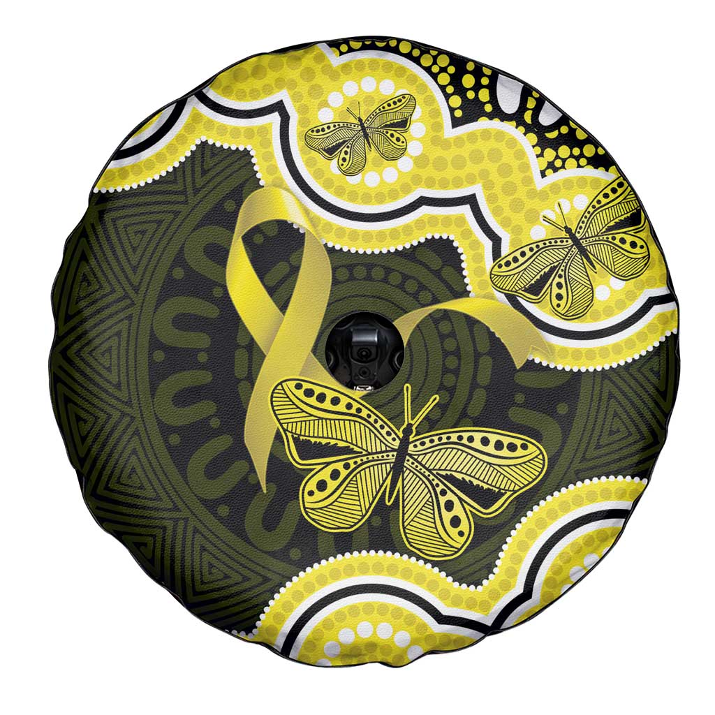 Yellow Ribbon Sarcoma Awareness Month Spare Tire Cover Aboriginal Art - Aussie Hoodie