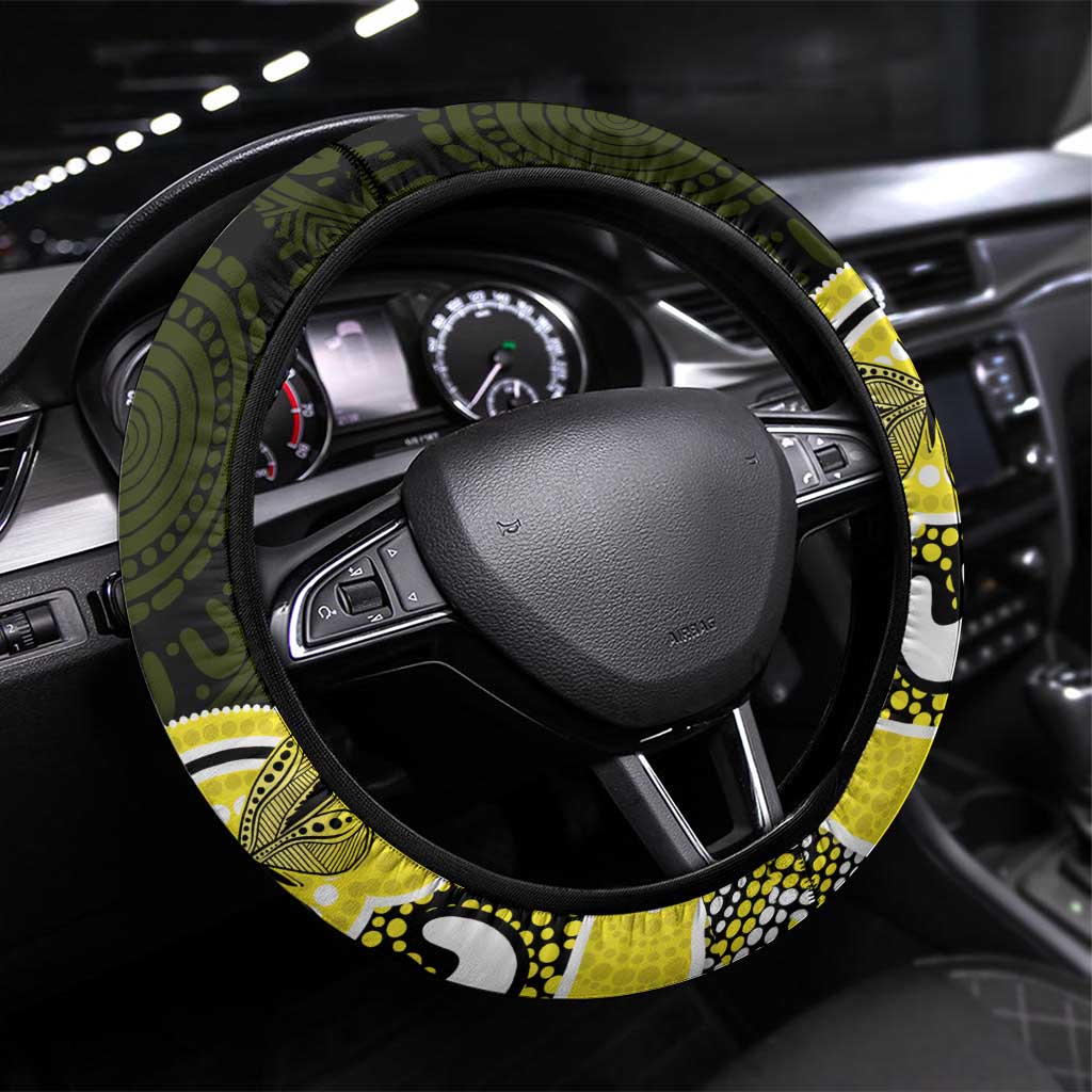 Yellow Ribbon Sarcoma Awareness Month Steering Wheel Cover Aboriginal Art - Aussie Hoodie