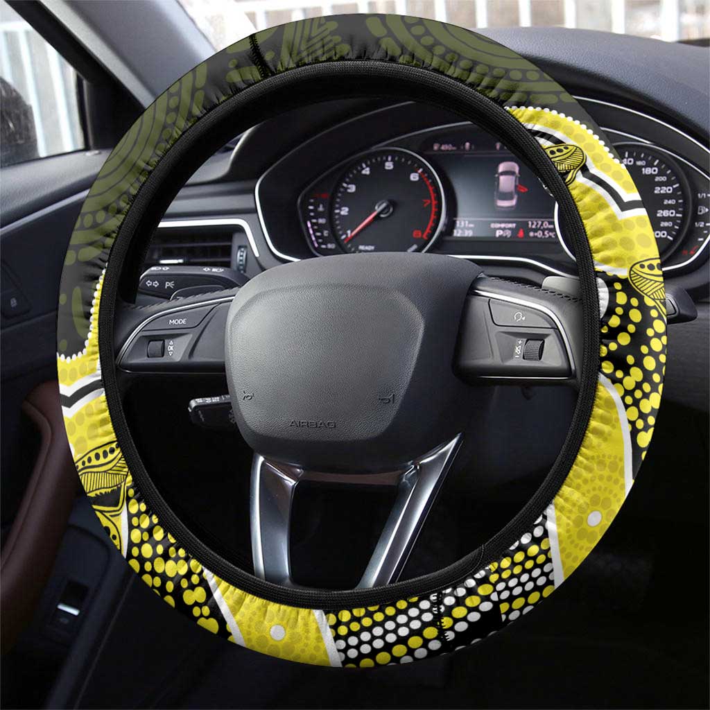 Yellow Ribbon Sarcoma Awareness Month Steering Wheel Cover Aboriginal Art - Aussie Hoodie