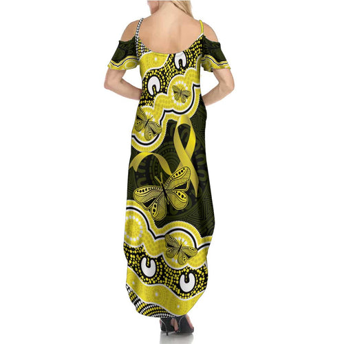 Yellow Ribbon Sarcoma Awareness Month Summer Maxi Dress Aboriginal Art - Aussie Hoodie