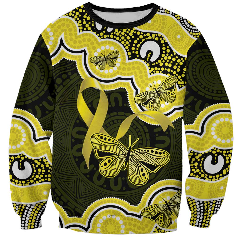Yellow Ribbon Sarcoma Awareness Month Sweatshirt Aboriginal Art - Aussie Hoodie