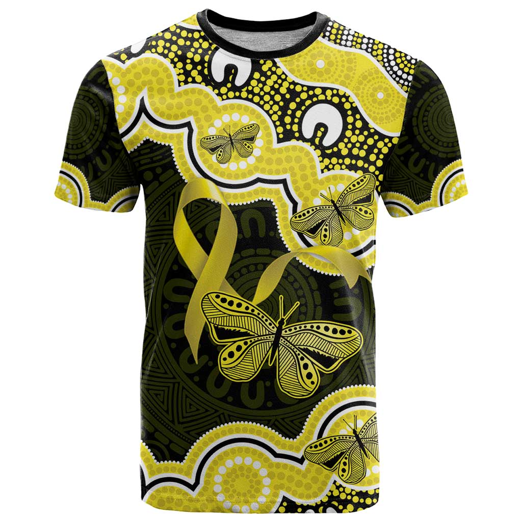 Yellow Ribbon Sarcoma Awareness Month T Shirt Aboriginal Art - Aussie Hoodie