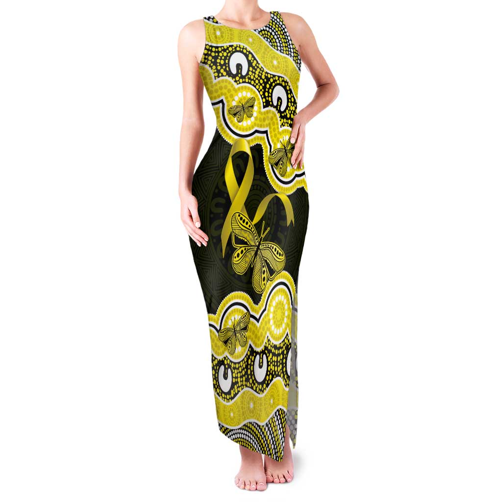Yellow Ribbon Sarcoma Awareness Month Tank Maxi Dress Aboriginal Art - Aussie Hoodie