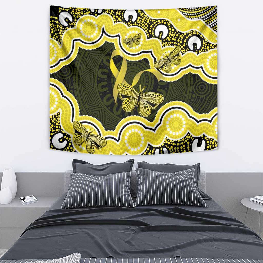 Yellow Ribbon Sarcoma Awareness Month Tapestry Aboriginal Art - Aussie Hoodie