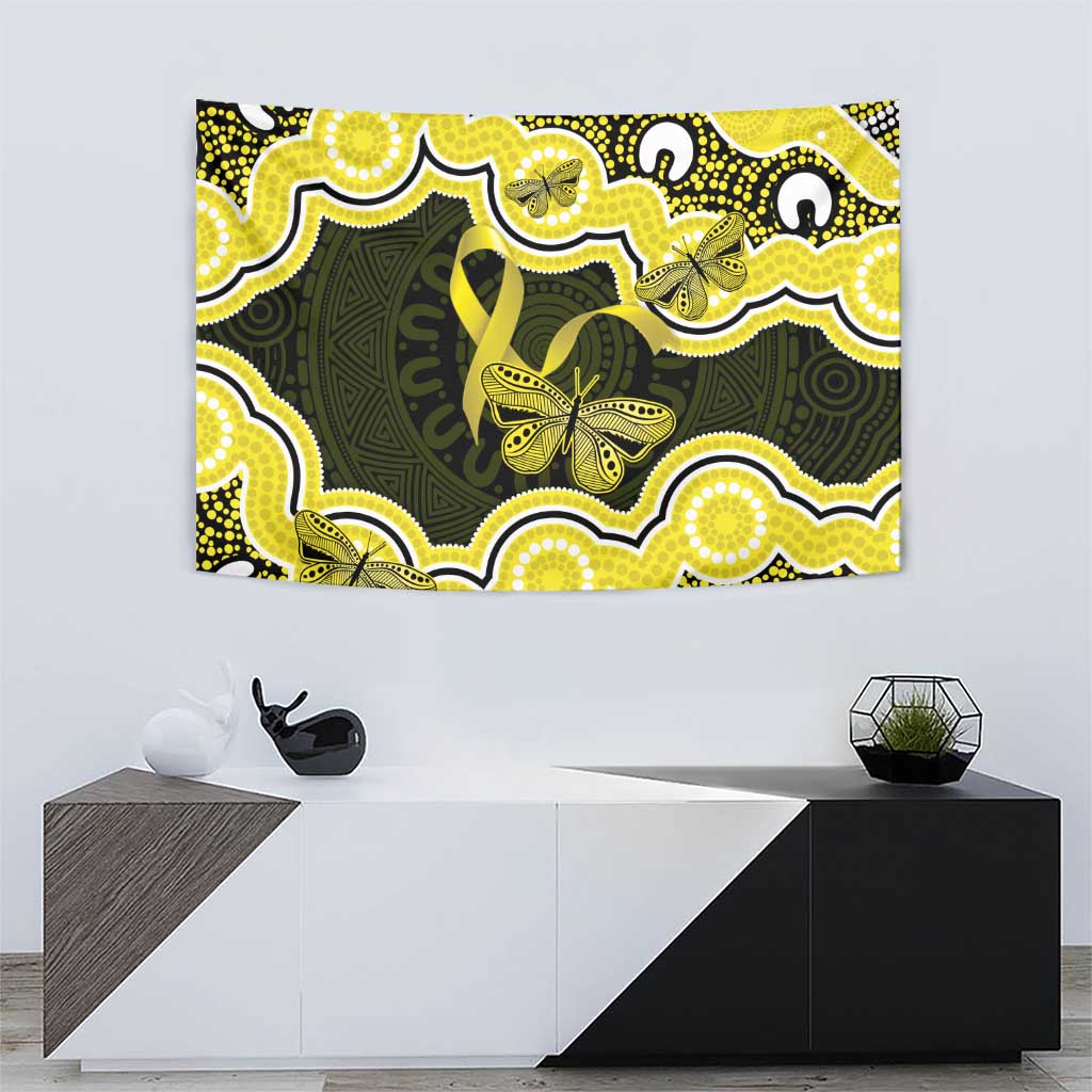 Yellow Ribbon Sarcoma Awareness Month Tapestry Aboriginal Art - Aussie Hoodie