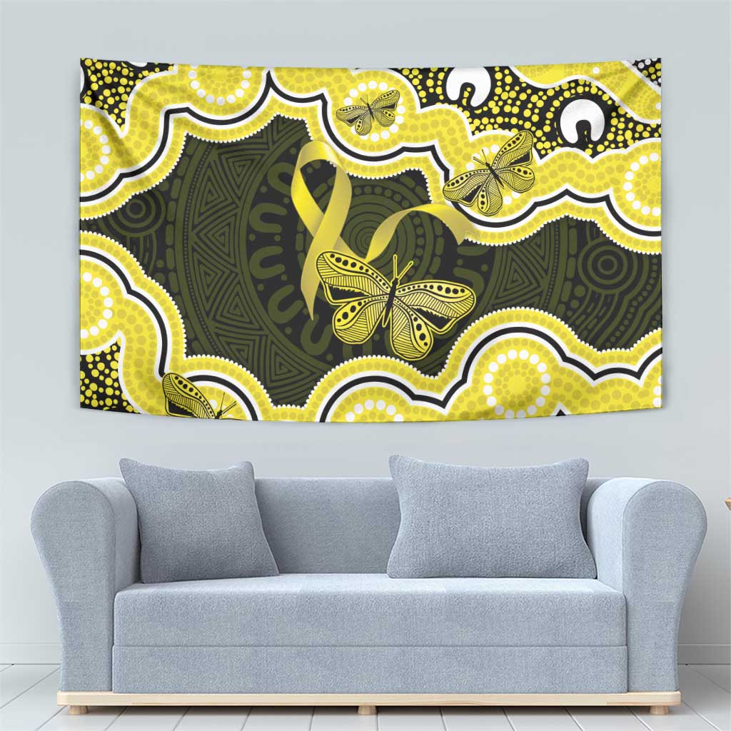 Yellow Ribbon Sarcoma Awareness Month Tapestry Aboriginal Art - Aussie Hoodie