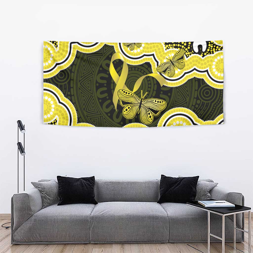 Yellow Ribbon Sarcoma Awareness Month Tapestry Aboriginal Art - Aussie Hoodie