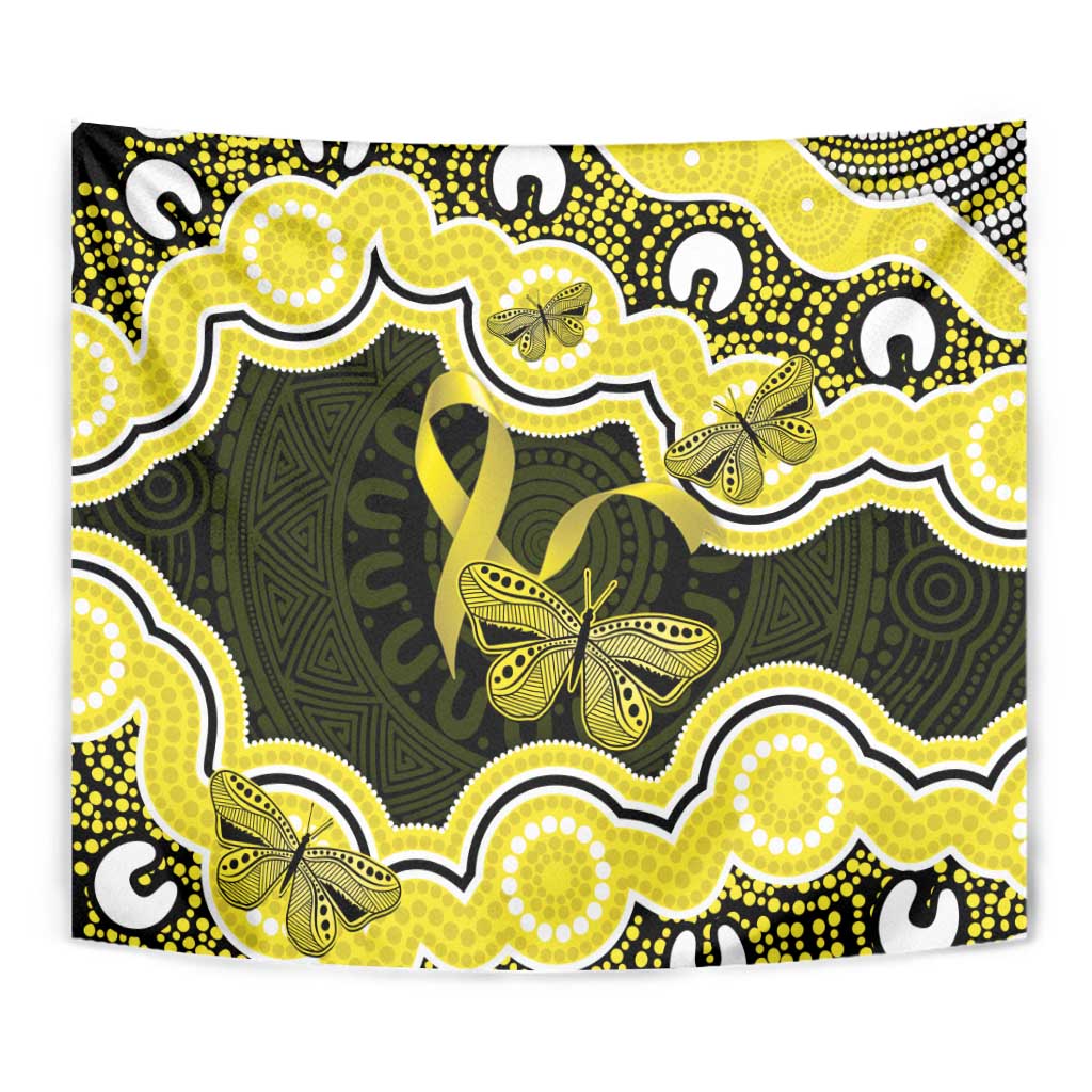 Yellow Ribbon Sarcoma Awareness Month Tapestry Aboriginal Art - Aussie Hoodie