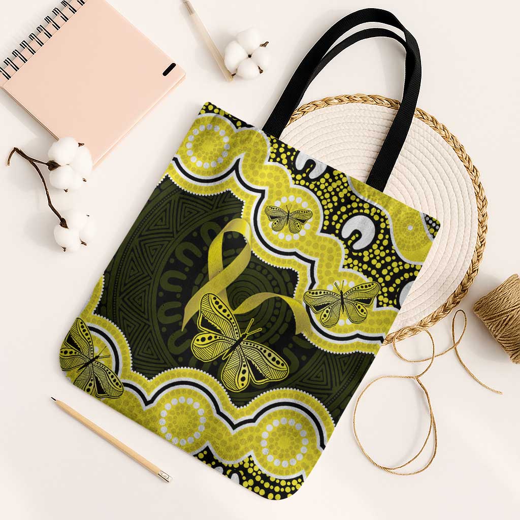 Yellow Ribbon Sarcoma Awareness Month Tote Bag Aboriginal Art - Aussie Hoodie