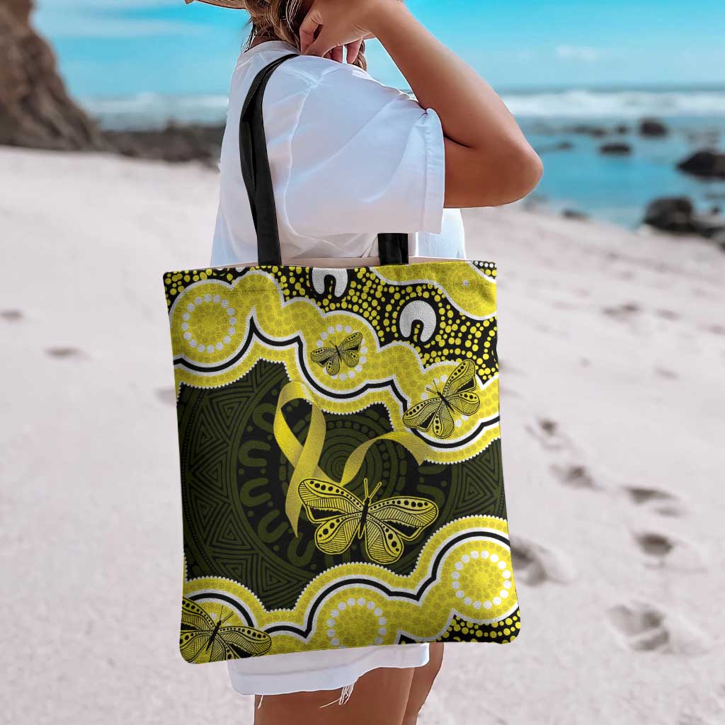 Yellow Ribbon Sarcoma Awareness Month Tote Bag Aboriginal Art - Aussie Hoodie