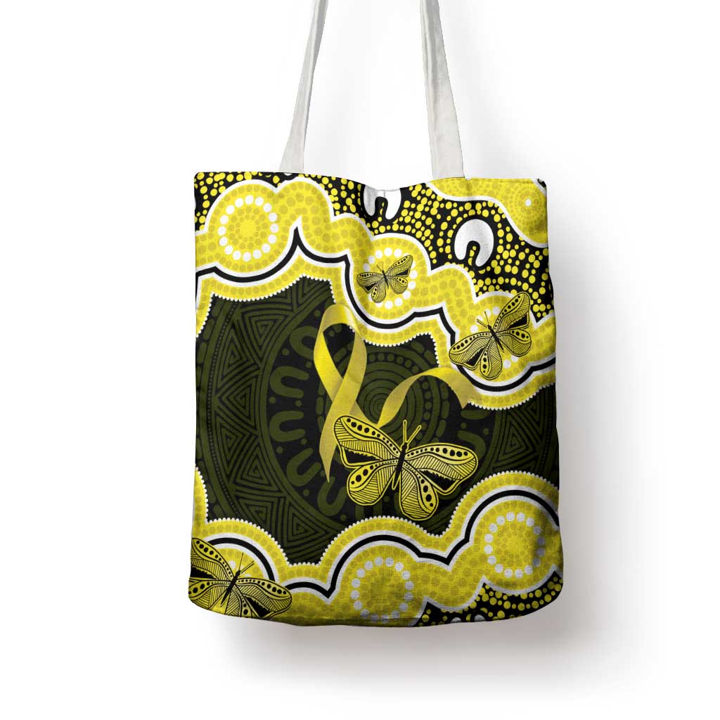 Yellow Ribbon Sarcoma Awareness Month Tote Bag Aboriginal Art - Aussie Hoodie