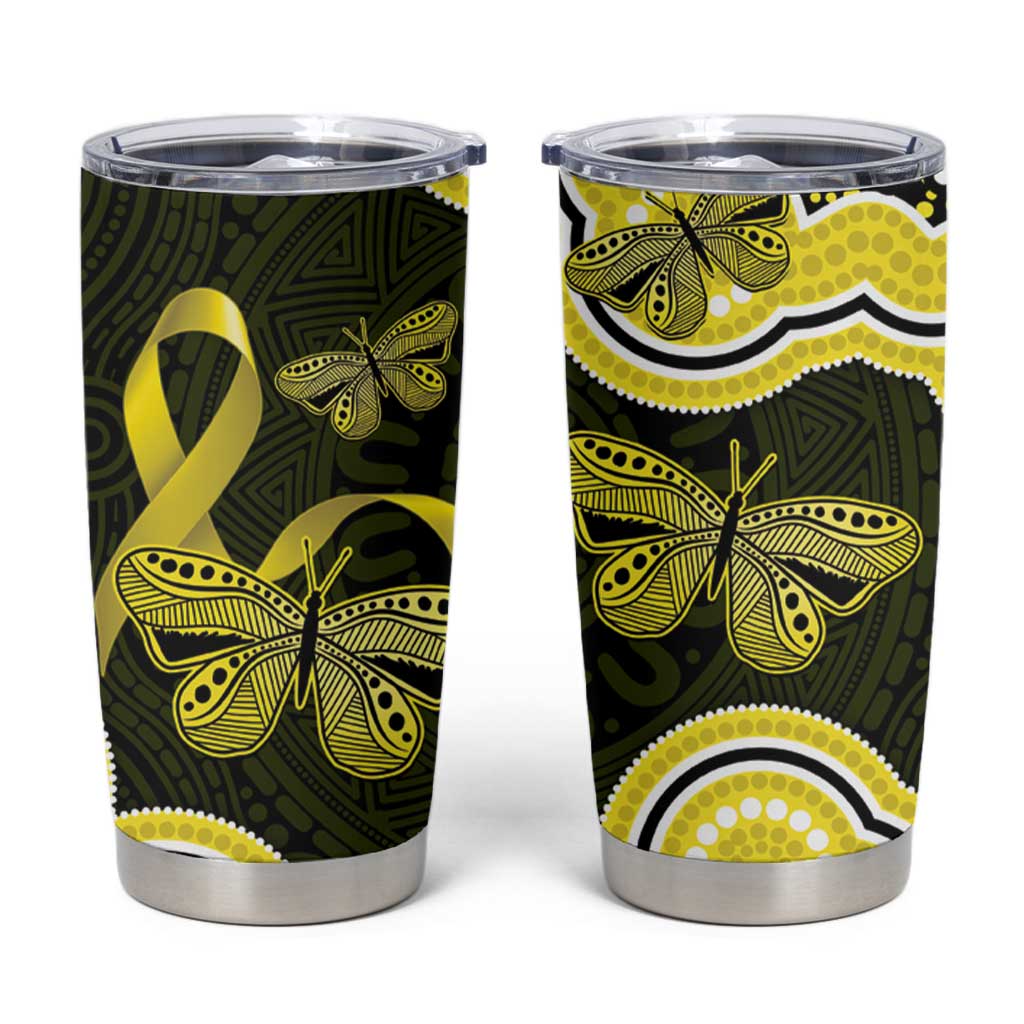 Yellow Ribbon Sarcoma Awareness Month Tumbler Cup Aboriginal Art - Aussie Hoodie