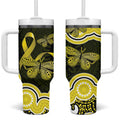 Yellow Ribbon Sarcoma Awareness Month Tumbler With Handle Aboriginal Art - Aussie Hoodie