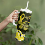 Yellow Ribbon Sarcoma Awareness Month Tumbler With Handle Aboriginal Art - Aussie Hoodie