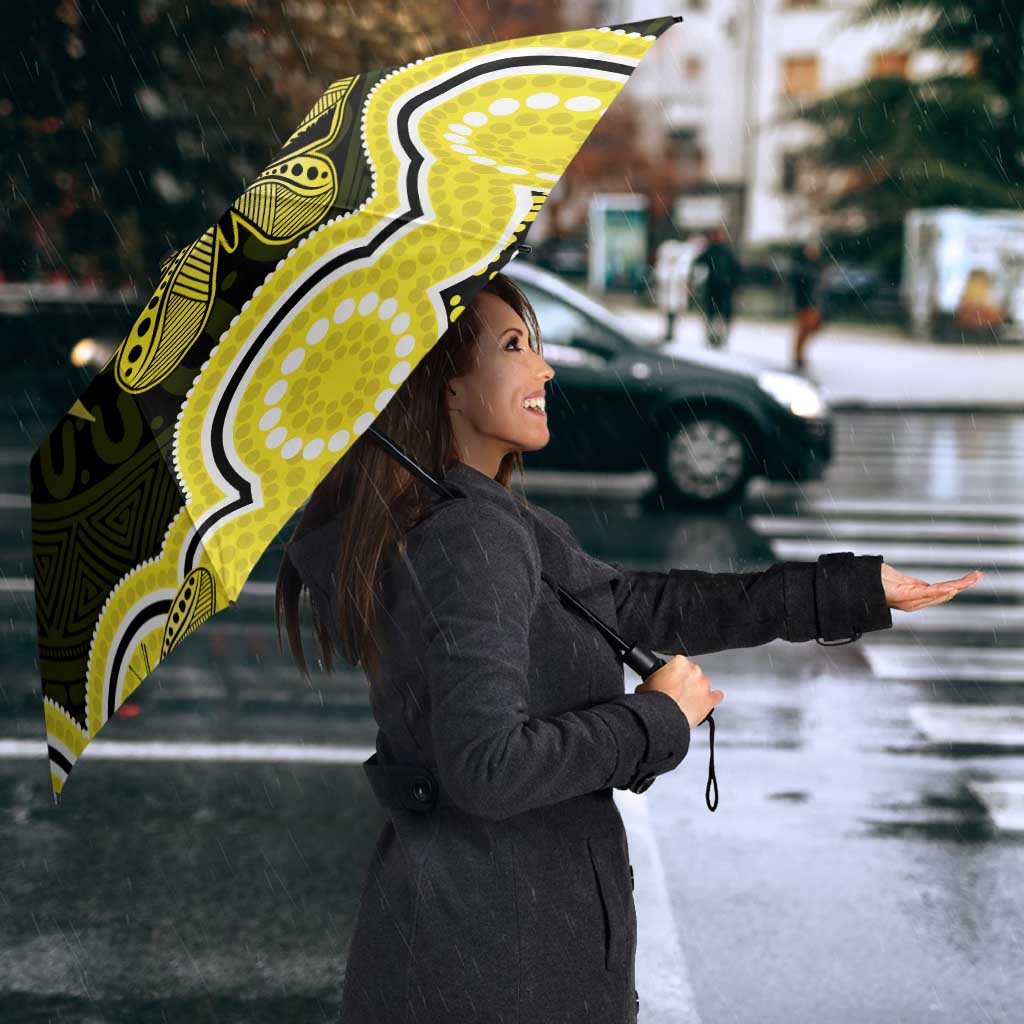 Yellow Ribbon Sarcoma Awareness Month Umbrella Aboriginal Art - Aussie Hoodie
