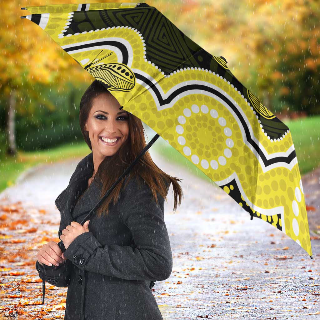 Yellow Ribbon Sarcoma Awareness Month Umbrella Aboriginal Art - Aussie Hoodie