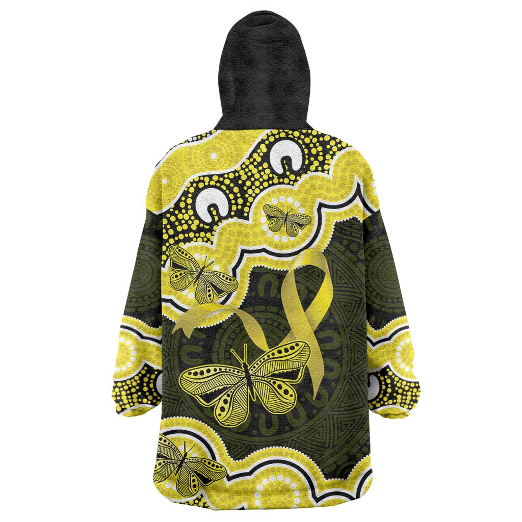 Yellow Ribbon Sarcoma Awareness Month Wearable Blanket Hoodie Aboriginal Art - Aussie Hoodie