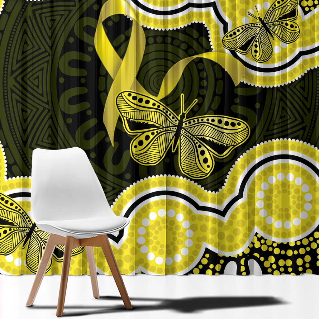 Yellow Ribbon Sarcoma Awareness Month Window Curtain Aboriginal Art - Aussie Hoodie