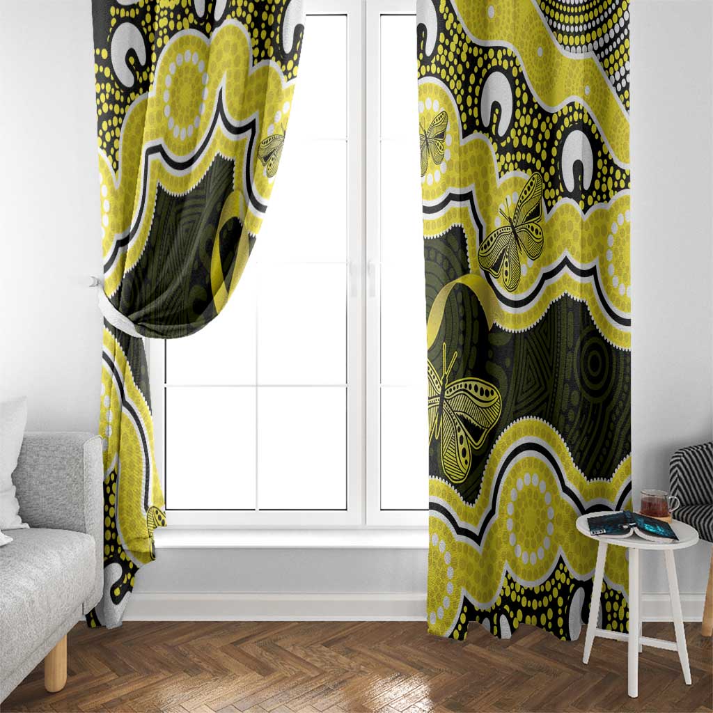 Yellow Ribbon Sarcoma Awareness Month Window Curtain Aboriginal Art - Aussie Hoodie