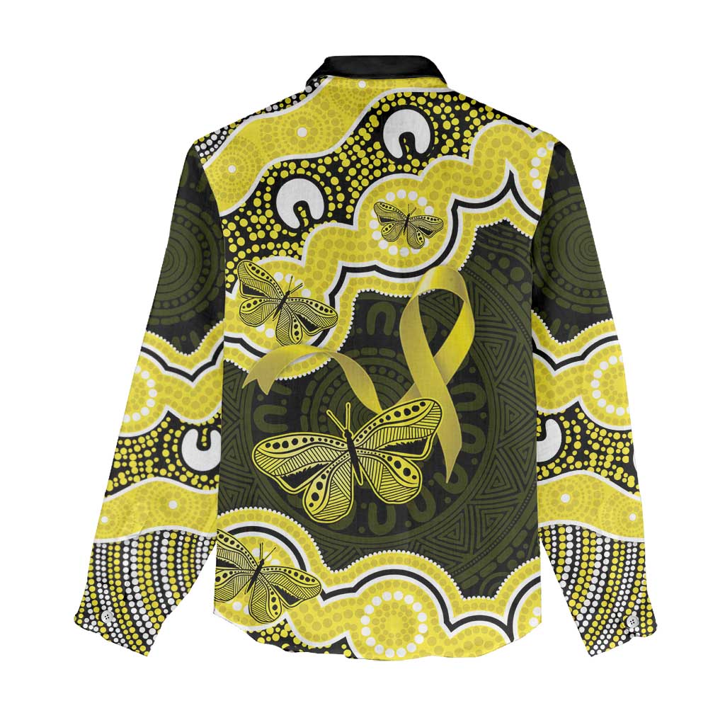 Yellow Ribbon Sarcoma Awareness Month Women Casual Shirt Aboriginal Art - Aussie Hoodie
