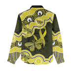 Yellow Ribbon Sarcoma Awareness Month Women Casual Shirt Aboriginal Art - Aussie Hoodie