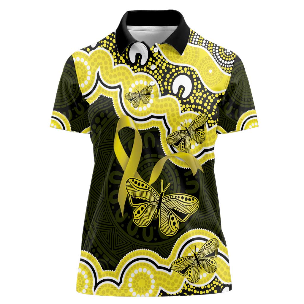 Yellow Ribbon Sarcoma Awareness Month Women Polo Shirt Aboriginal Art - Aussie Hoodie