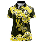 Yellow Ribbon Sarcoma Awareness Month Women Polo Shirt Aboriginal Art - Aussie Hoodie